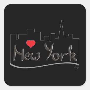 Sticker Carré J'aime (coeur) New York, New York