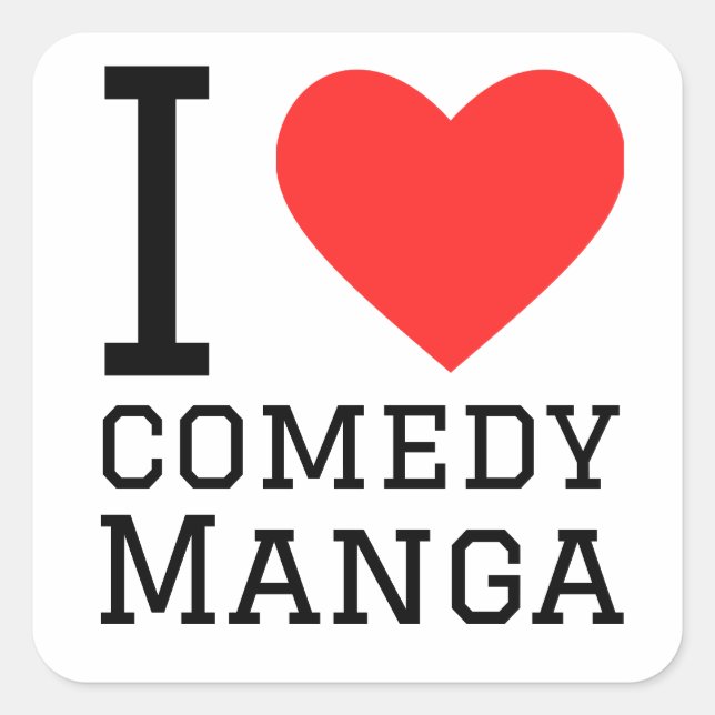 Sticker Carré J'aime comédie manga (Devant)