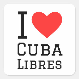 Sticker Carré J'aime cuba libres