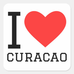 Sticker Carré J'aime Curaçao