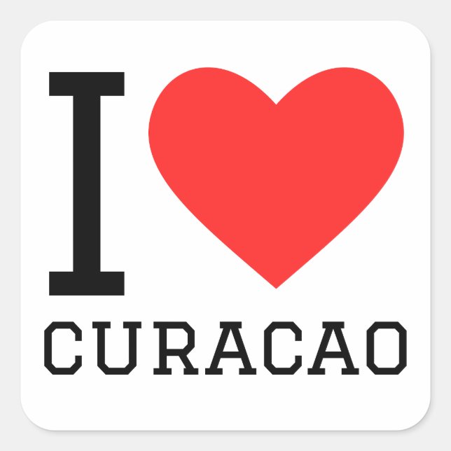 Sticker Carré J'aime Curaçao (Devant)