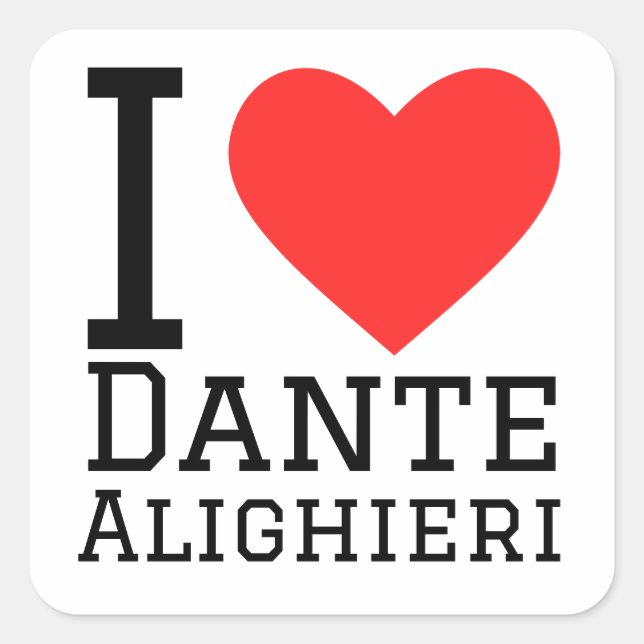Sticker Carré J'aime dante Alighieri (Devant)