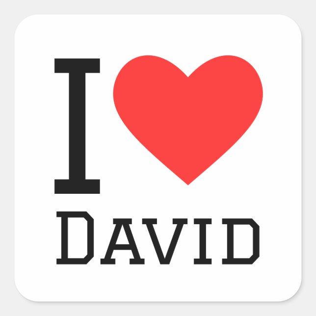 Sticker Carré J'aime david (Devant)