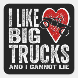 Sticker Carré J'aime de GRANDS camions