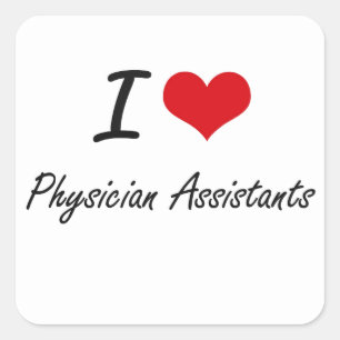 Sticker Carré J'aime des assistants de médecin