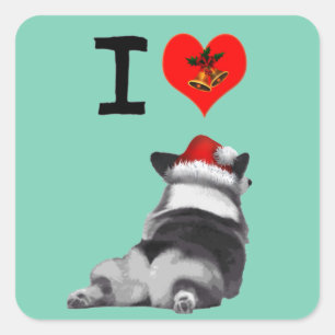 Sticker Carré J'aime des Corgis