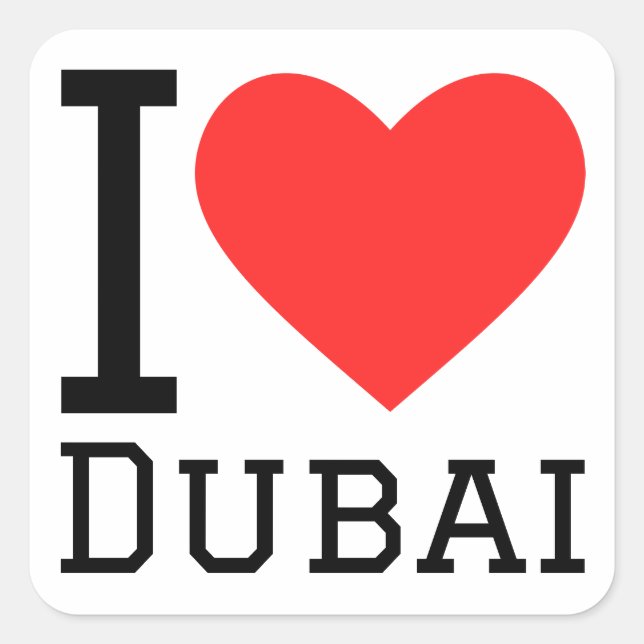 Sticker Carré J'aime dubaï (Devant)