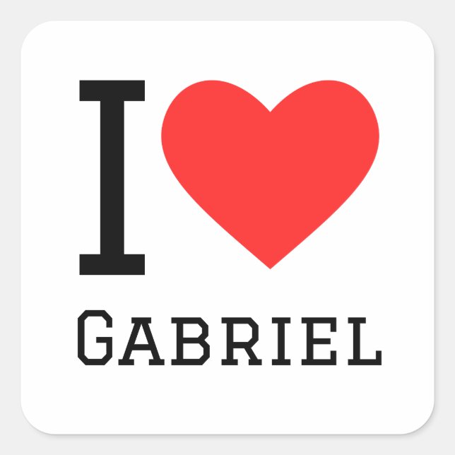 Sticker Carré J'aime Gabriel (Devant)