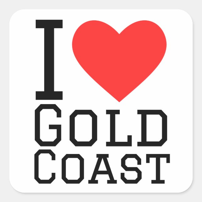 Sticker Carré J'aime Gold Coast (Devant)