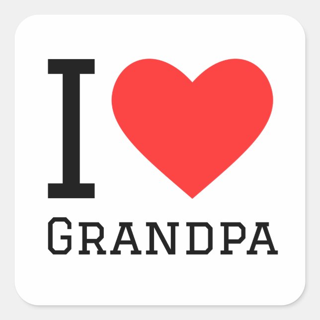 Sticker Carré J'aime grand-père (Devant)