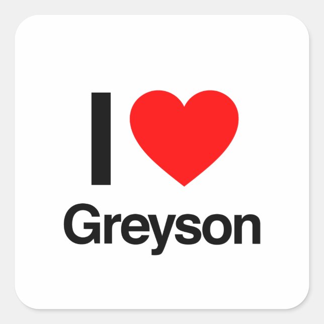 Sticker Carré j'aime greyson (Devant)