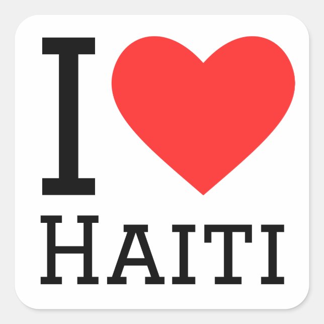 Sticker Carré J'aime Haïti (Devant)