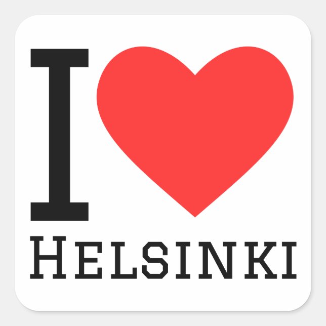 Sticker Carré J'aime Helsinki (Devant)