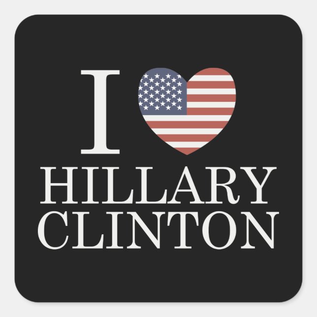 Sticker Carré J'aime Hillary Clinton (Devant)