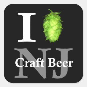 Sticker Carré J'aime (houblon) la bière de métier de NJ