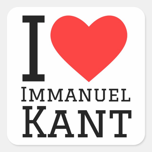 Sticker Carré J'aime immanuel kant (Devant)