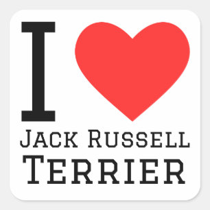 Sticker Carré J'aime Jack Russell terrier