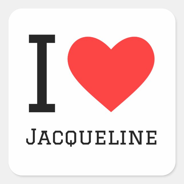 Sticker Carré J'aime Jacqueline (Devant)