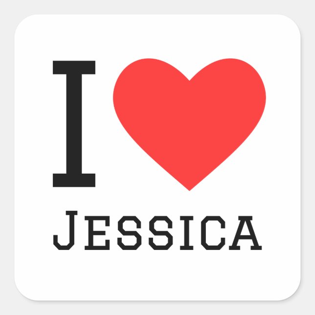 Sticker Carré J'aime jessica (Devant)