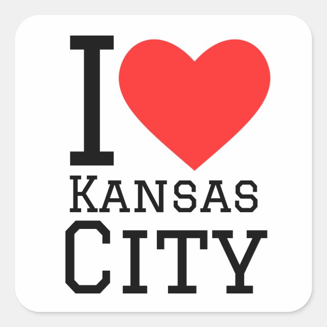 Sticker Carré J'aime Kansas City (Devant)