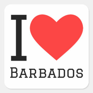 Sticker Carré J'aime la Barbade