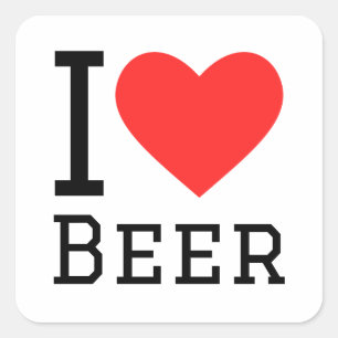 Sticker Carré J'aime la bière