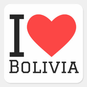 Sticker Carré J'aime la Bolivie