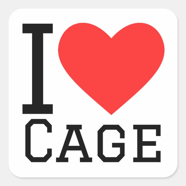 Sticker Carré J'aime la cage (Devant)
