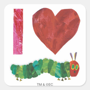 Sticker Carré J'Aime La Caterpillar Très Affamée
