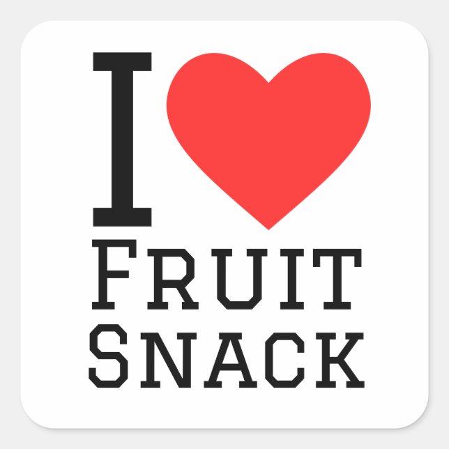 Sticker Carré J'aime la collation aux fruits (Devant)
