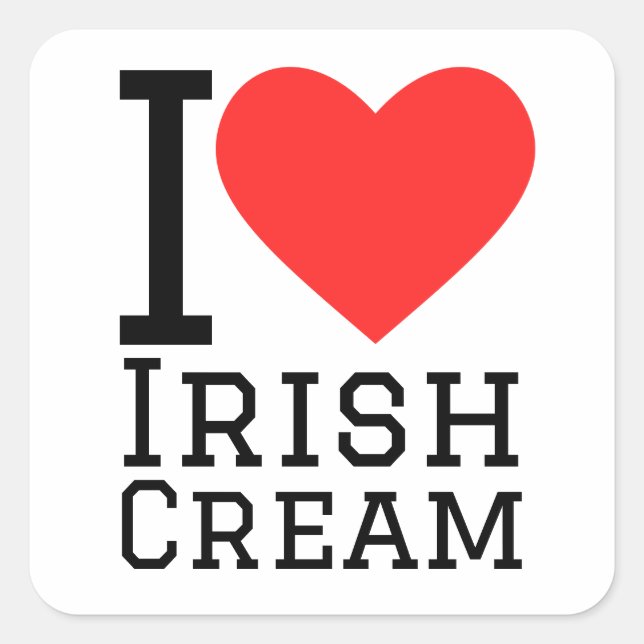 Sticker Carré J'aime la crème irlandaise (Devant)