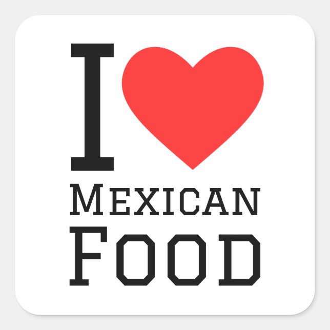 Sticker Carré J'aime la cuisine mexicaine (Devant)