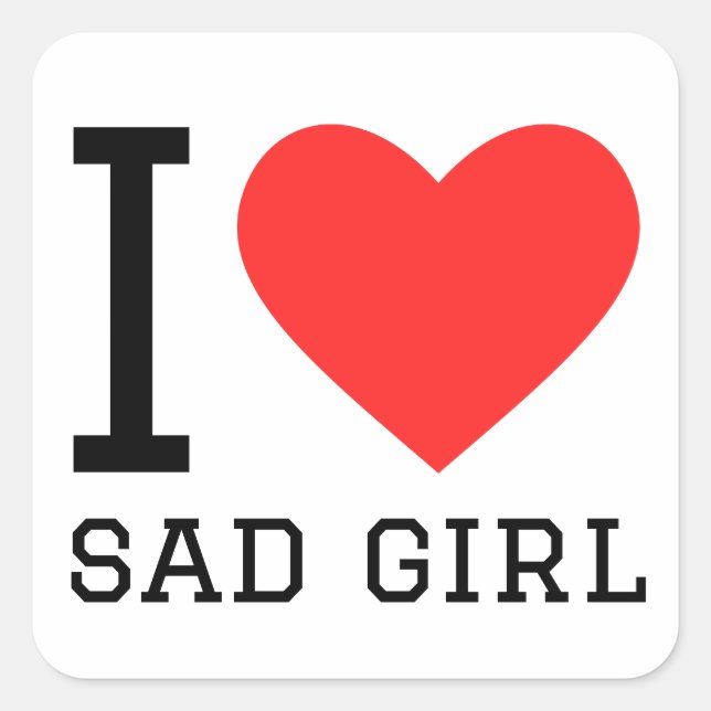 Sticker Carré J'aime la fille triste (Devant)