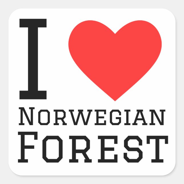 Sticker Carré J'aime la forêt norvégienne (Devant)
