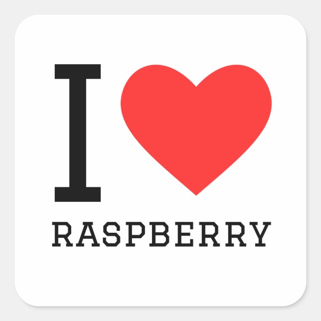 Sticker Carré J'aime la framboise (Devant)
