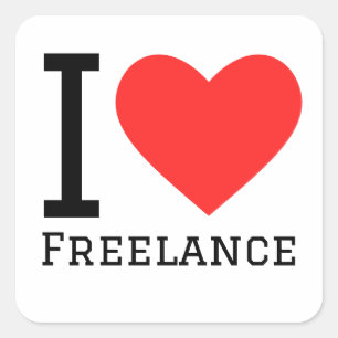 Sticker Carré J'aime la freelance