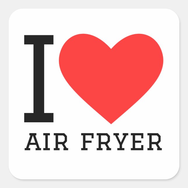 Sticker Carré J'aime la friteuse (Devant)