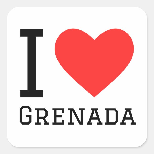 Sticker Carré J'aime la grenade (Devant)
