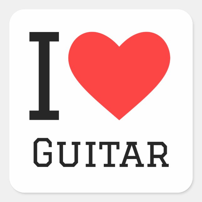 Sticker Carré J'aime la guitare (Devant)
