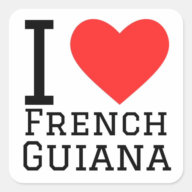 Sticker Carré J'aime la Guyane française (Devant)