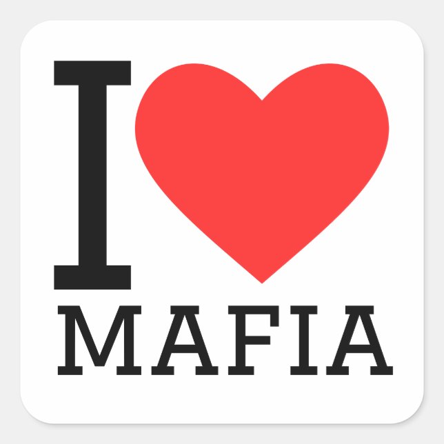Sticker Carré J'aime la mafia (Devant)