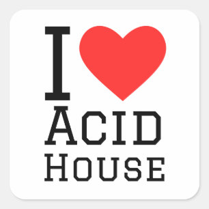 Sticker Carré J'aime la maison acide