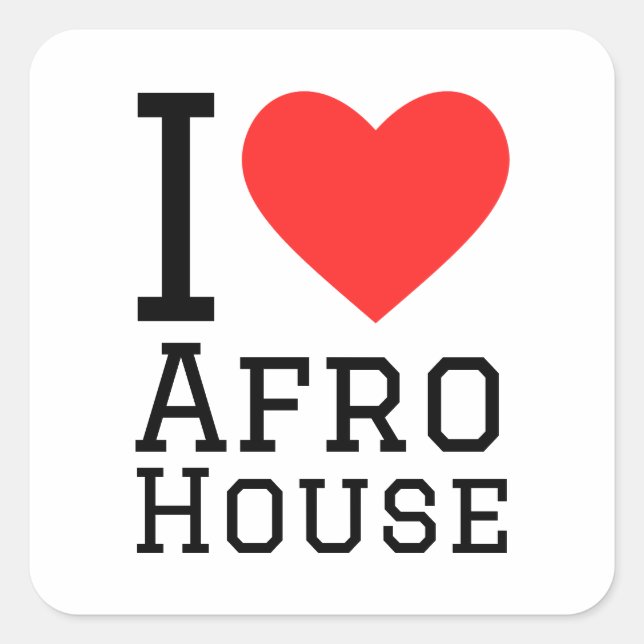 Sticker Carré J'aime la maison Afro (Devant)