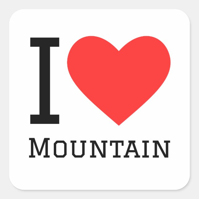 Sticker Carré J'aime la montagne (Devant)