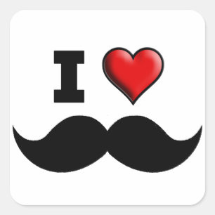 Sticker Carré J'aime la moustache