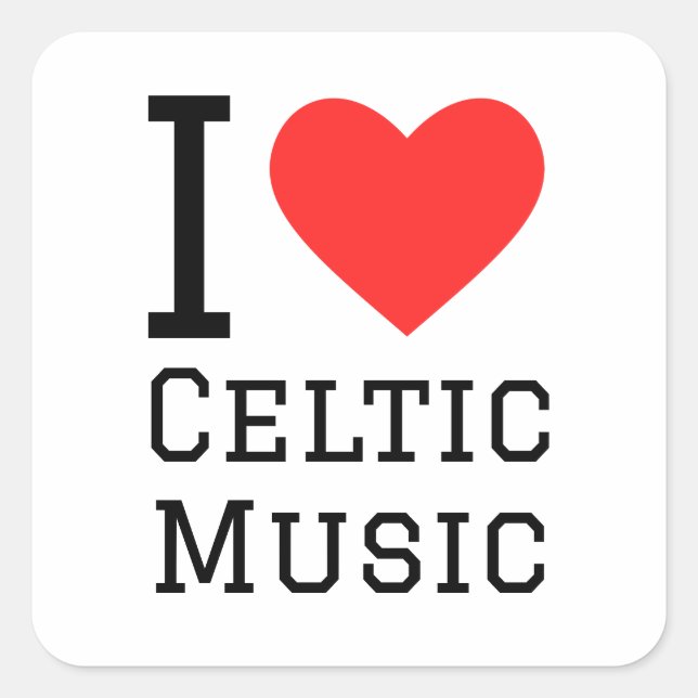 Sticker Carré J'aime la musique celtique (Devant)