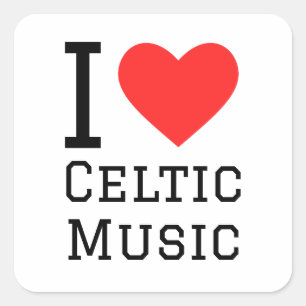 Sticker Carré J'aime la musique celtique