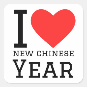 Sticker Carré J'aime la nouvelle année chinoise