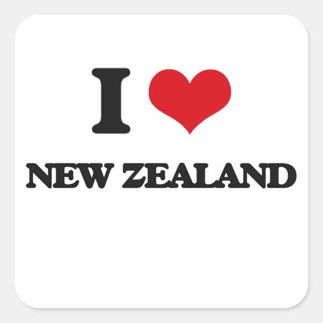 Sticker Carré J'aime la Nouvelle-Zélande (Devant)
