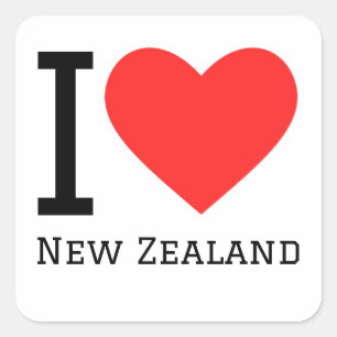 Sticker Carré J'aime la Nouvelle-Zélande
